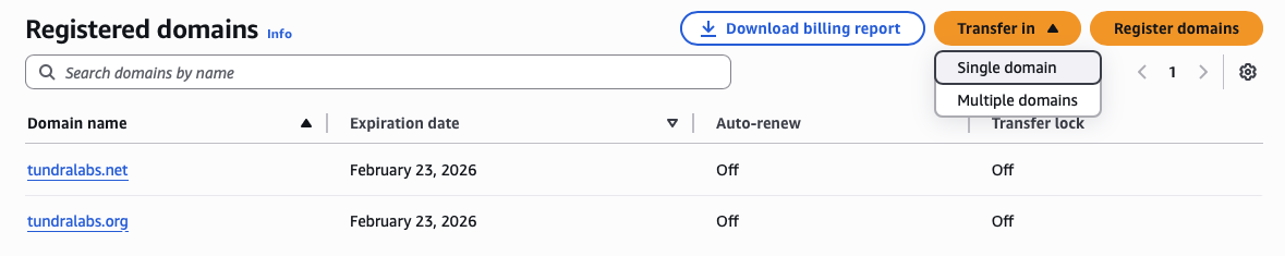 transfer domain in